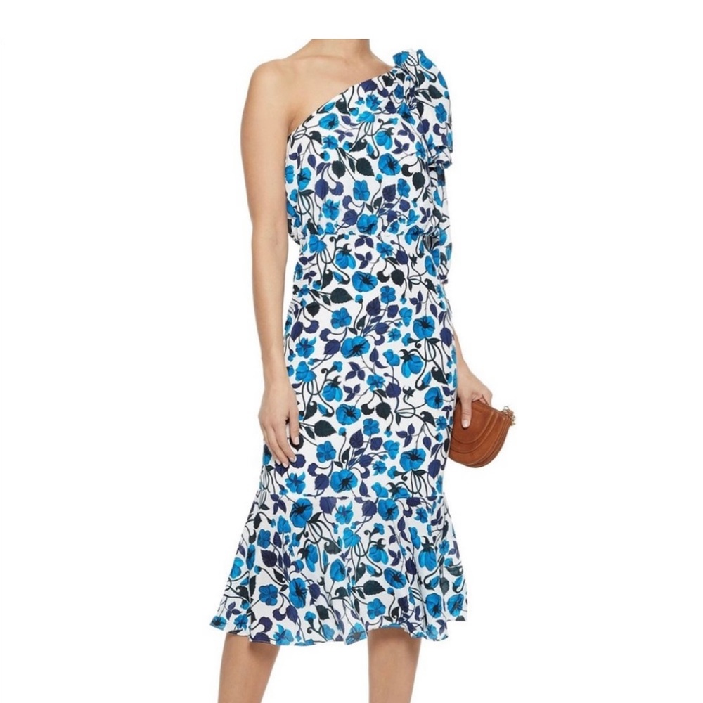 Saloni Juliet Silk Flounce Dress